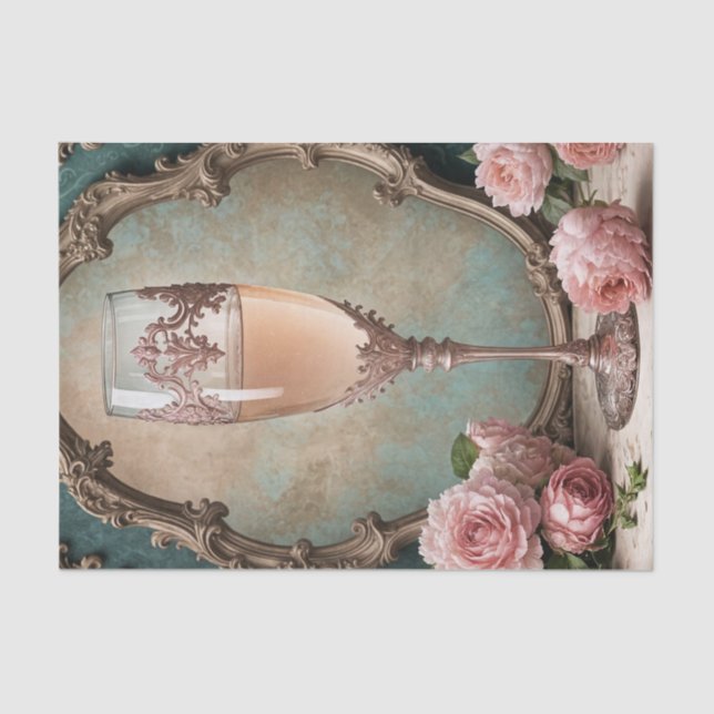 Papier Mousseline Rococo rose Gold Champagne France Découpage en ver (Recto)