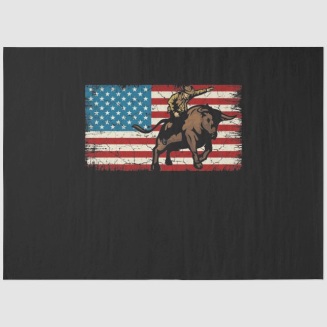 Papier Mousseline Rodeo Bull Rider Drapeau américain patriotique (Recto)