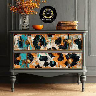 Papier Mousseline Rodeo Glam Turquoise Empreinte de léopard Decoupag