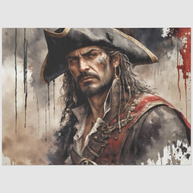 Papier Mousseline Rogue Pirate Captain Nautical Caribbean Decoupage (Recto)