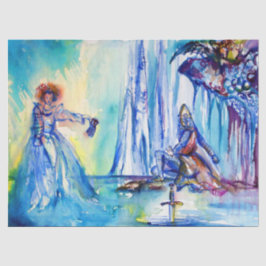 PAPIER MOUSSELINE ROI ARTHUR, DAME DU LAC ET EXCALIBUR