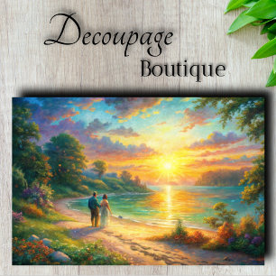 Papier Mousseline Romance de la plage au coucher du soleil découpage