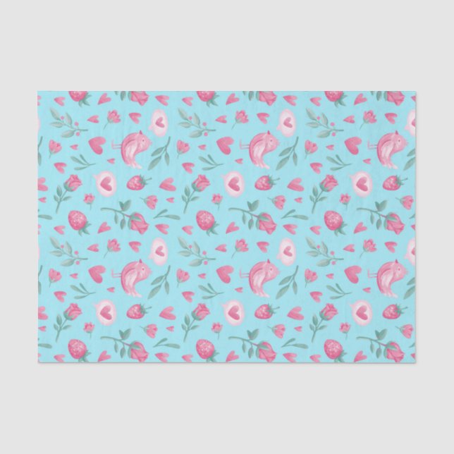 Papier Mousseline Romance de roses roses pour la Saint-Valentin (Recto)