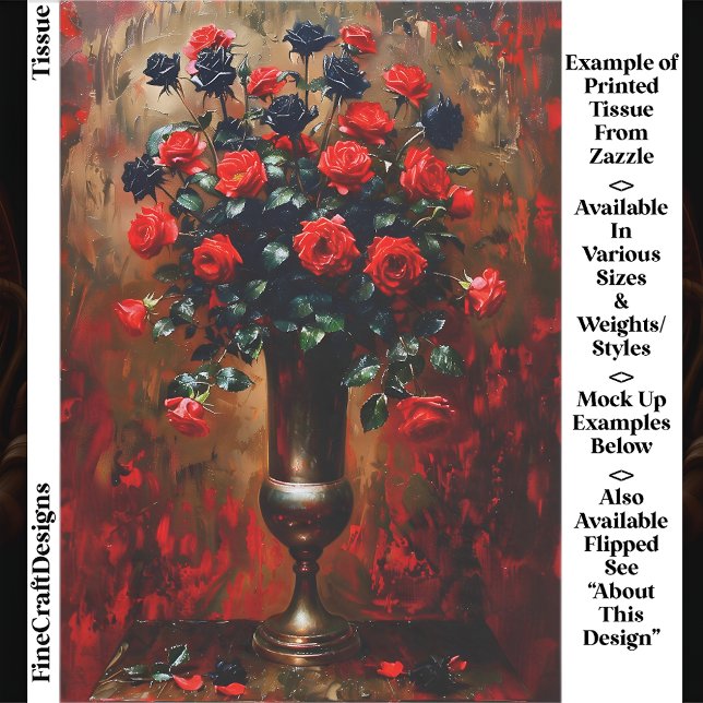 Papier Mousseline Romance gothique Roses rouge et noir EF7R Découpag (Créateur téléchargé)