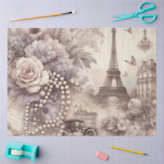 Papier Mousseline Romantic French Lavender, Eifel & Pearls Decoupage