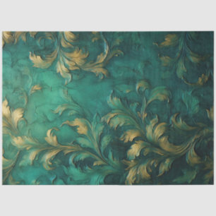 Papier Mousseline Romantique émeraude romantique et Gold Design Seri