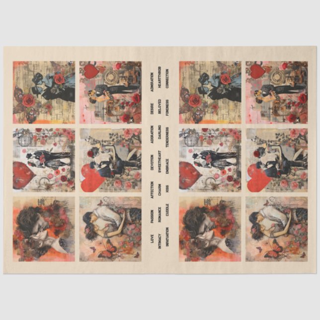 Papier Mousseline Romantique Mixte Média Arrière - plan Couple Valen (Recto)