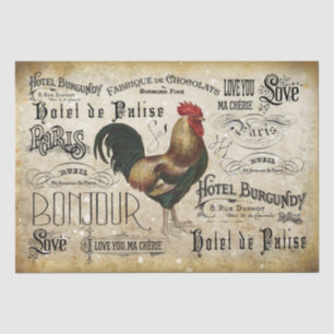 Papier Mousseline Rooster de Paris Découpage vintage