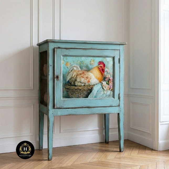 Papier Mousseline Rooster Rustique rose Hydrangée Découpage (Créateur téléchargé)