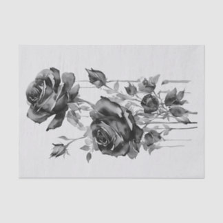Papier Mousseline Rosas negras en acuarela