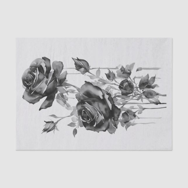 Papier Mousseline Rosas negras en acuarela (Recto)