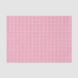 Papier Mousseline Rose avec Motif de dentelle Crochet blanc