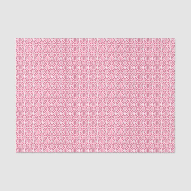 Papier Mousseline Rose avec Motif de dentelle Crochet blanc (Recto)