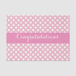 Papier Mousseline Rose avec point Polka blanc