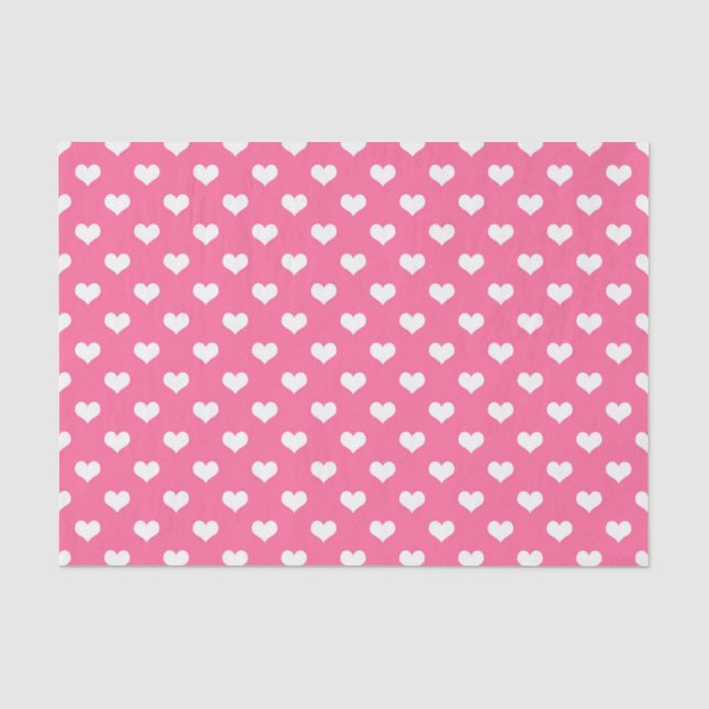 Papier Mousseline Rose Blanc amour Coeur Motif Design (Recto)