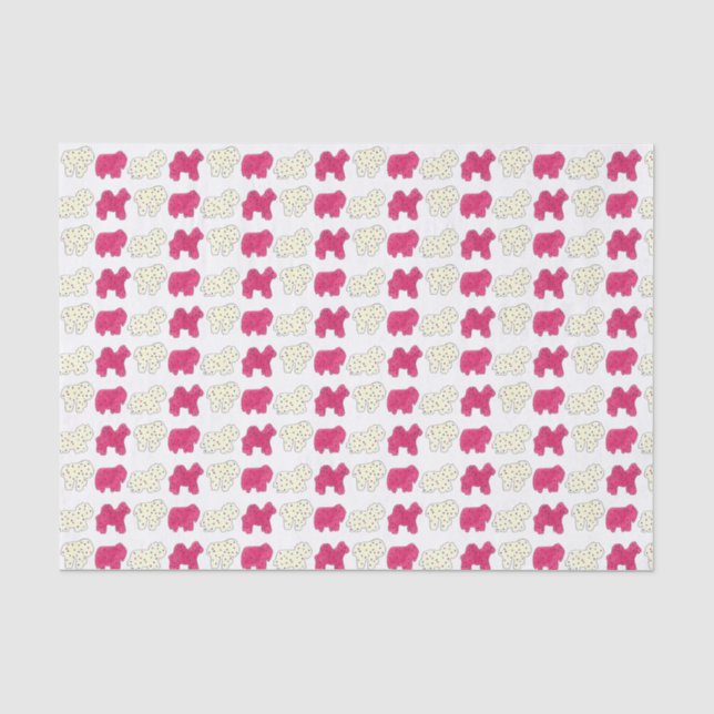 Papier Mousseline Rose Blanc Cirque Zoo Animaux Cookies Crackies (Recto)