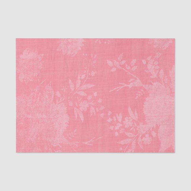 Papier Mousseline Rose clair sur motif floral rose (Recto)