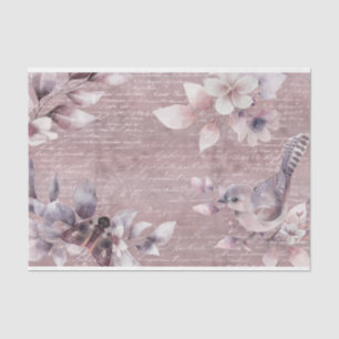 Papier Mousseline Rose d'aquarelle Gold écriture manuscrite Floral D