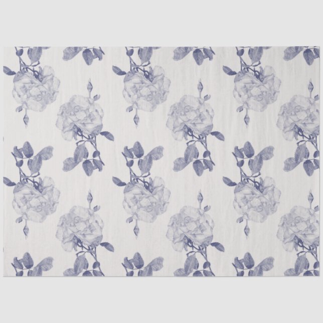 Papier Mousseline Rose d'aquarelle Marine & Taupe (Recto)