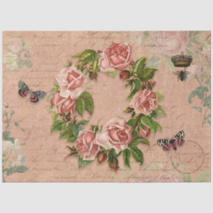 Papier Mousseline Rose de germe vintage Ephemera Bee Découpage