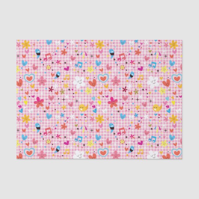 Papier Mousseline rose de motif de bande dessinée d'amusement (Recto)