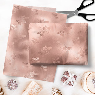 Papier Mousseline Rose de Noël Gold Holly Feuille Motif