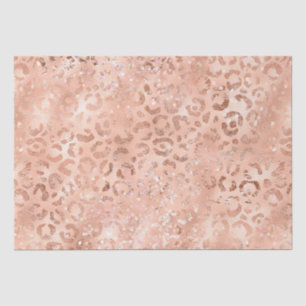 Papier Mousseline Rose de pêche Leopard Glitz
