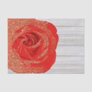 Papier Mousseline Rose dorée rouge pailletée Bois blanc shabby chic