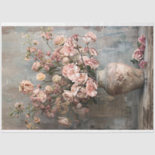 Papier Mousseline Rose et bleu floral Dusty Art