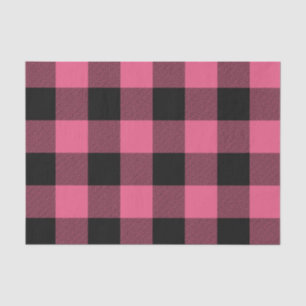 Papier Mousseline Rose et noir carreaux à damier plaid rustique