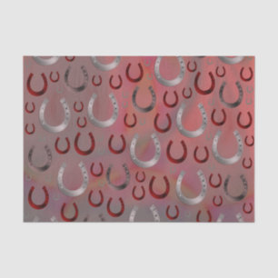 Papier Mousseline rose, fer à cheval, argent, gris motif, chance, pa
