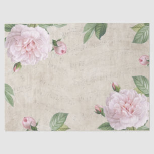 Papier Mousseline Rose Fleur Vintage Musique Collage Découpage