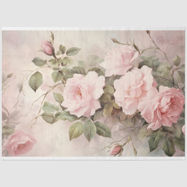 Papier Mousseline Rose floral délicat rose doux Arrière - plan (Recto)
