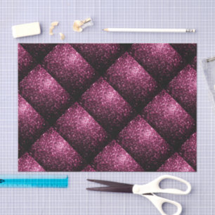 Papier Mousseline Rose foncé motif paillettes brillantes scintillant