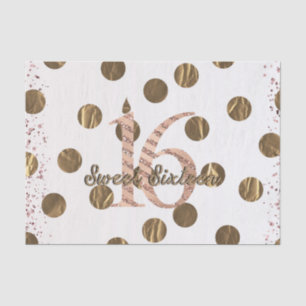 Papier Mousseline Rose Gold Bronze pois Sweet 16 Anniversaire
