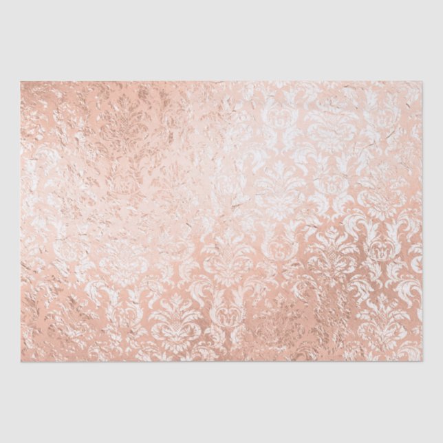 Papier Mousseline Rose Gold Damask (Recto)