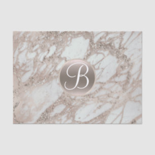 Papier Mousseline Rose Gold Glitter Glam Monogramme Lettre Initiale