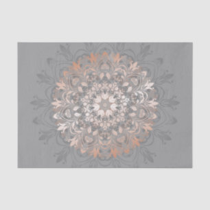 Papier Mousseline Rose Gold Grey Floral Mandala