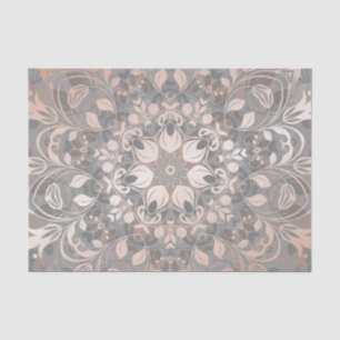Papier Mousseline Rose Gold Grey Floral Mandala