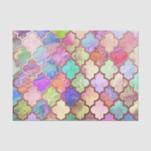 Papier Mousseline Rose Gold & Pastel Marocain Quatrefoil