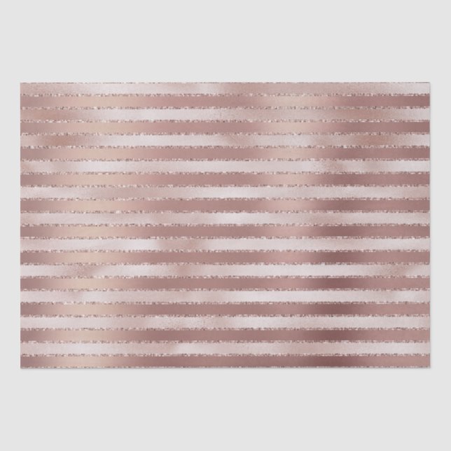 Papier Mousseline Rose Gold Rose Clair Rayures Pailletées Fête de Ma (Recto)