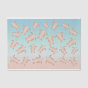 Papier Mousseline Rose Gold Sea Turtles Beach Style