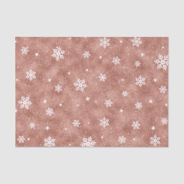 Papier Mousseline Rose Gold Stars Sparkling Flakes Motif (Recto)