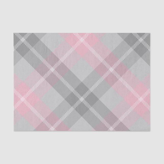 Papier Mousseline rose gris et blanc plaid (Recto)
