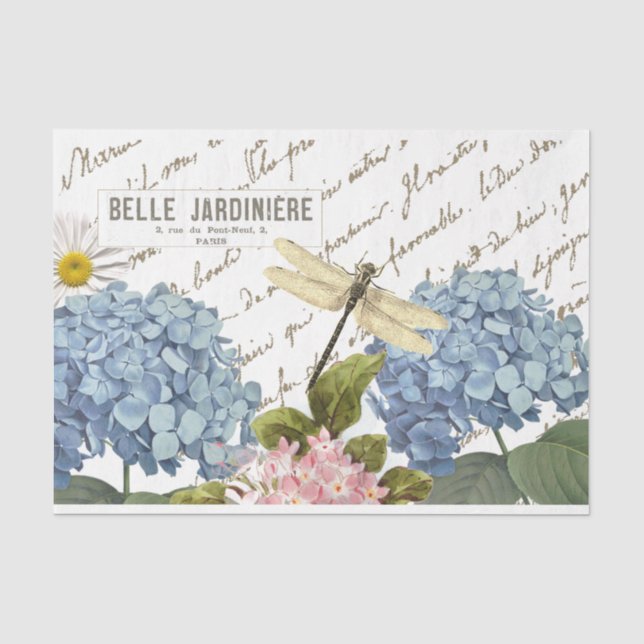Papier Mousseline Rose libellule de colibri (Recto)