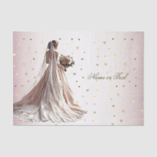 Papier Mousseline Rose Mariée d'hiver Mariée Golden Shiny Heart Part