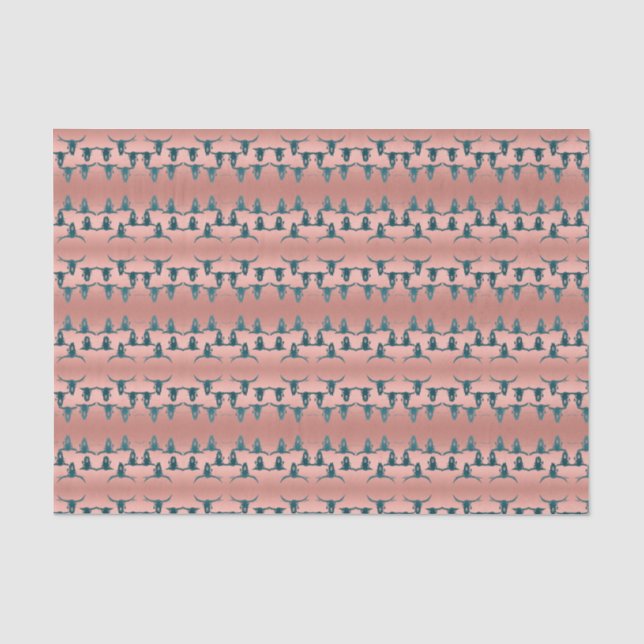 Papier Mousseline Rose Motif Gold Turquoise Parties scintillant Élég (Recto)