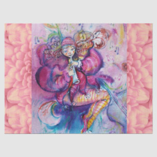 Papier Mousseline ROSE MUSICALE CLOUAGE AVEC OWL Floral