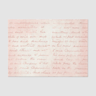 Papier Mousseline Rose or et rose pâle calligraphie Vintage