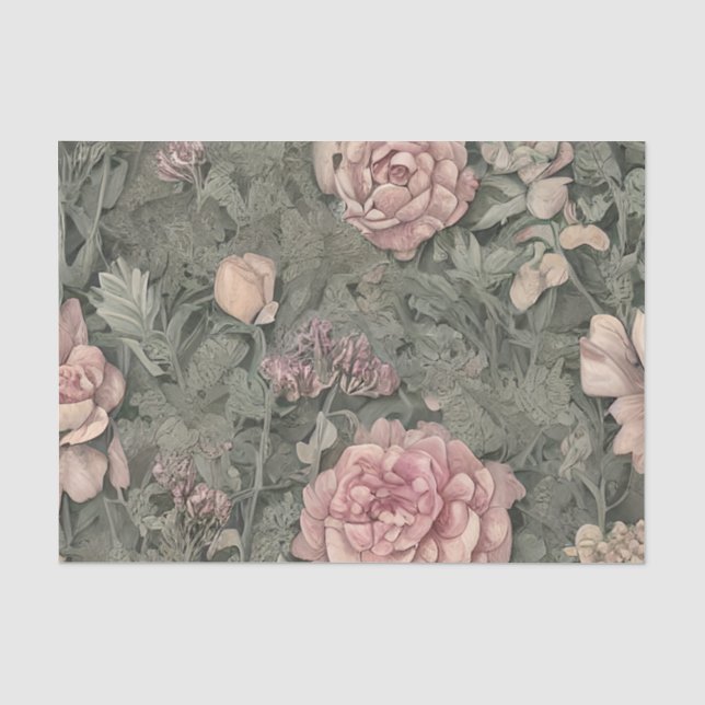 Papier Mousseline Rose Pâle Botanique (Recto)
